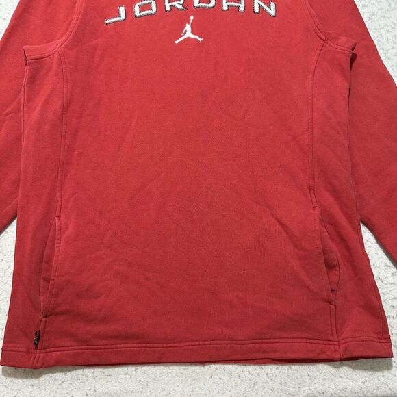 Vintage Nike Air Jordan Men's Large Pullover Red Hoodie Jumpman Logo Y2K Retro - Picture 3 of 14